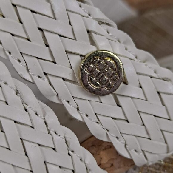 Dana Buchman Size 6M Billy Sandals White Woven Straps Cork Lined Insole NWOT - Picture 3 of 15